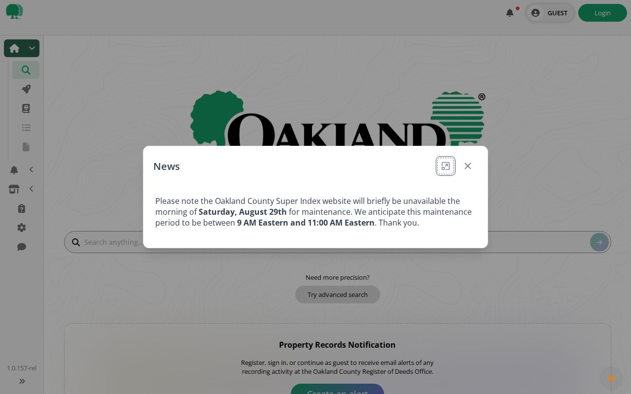 Independence Township street directory Oakland County Super Index deed search